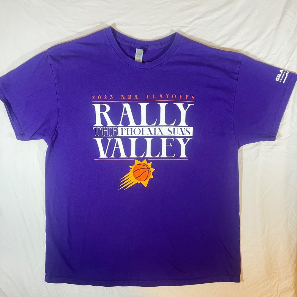 2023 NBA Playoffs Phoenix Suns Rally The Valley T-Shirt XL 100% Cotton Purple
